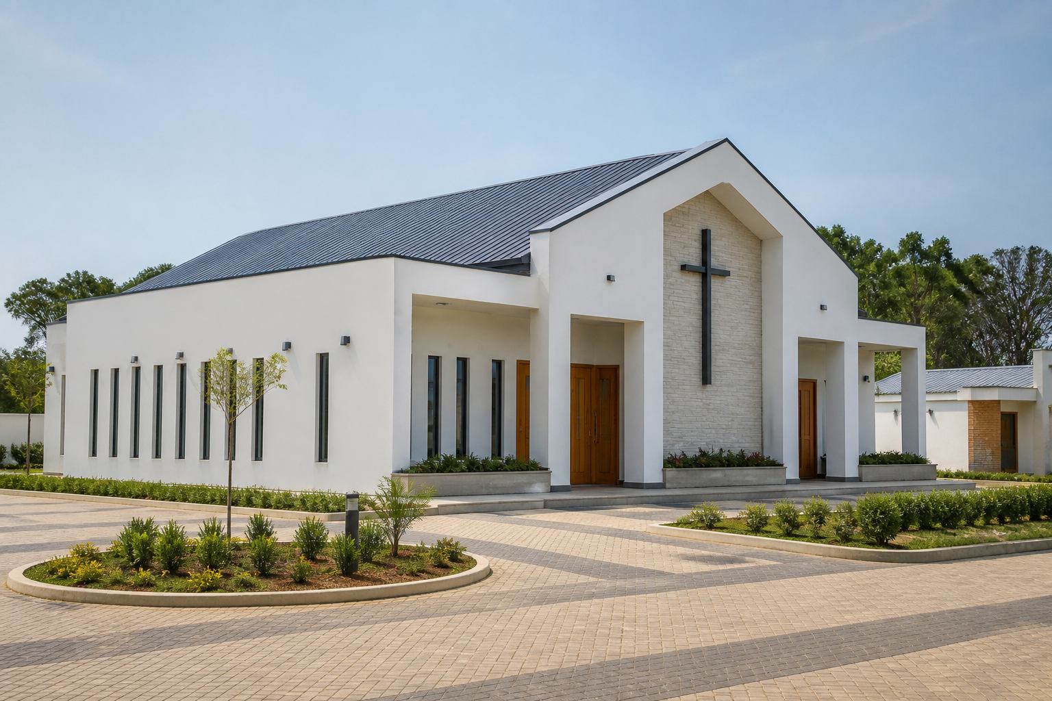 Modern church building construction in Zimbabwe