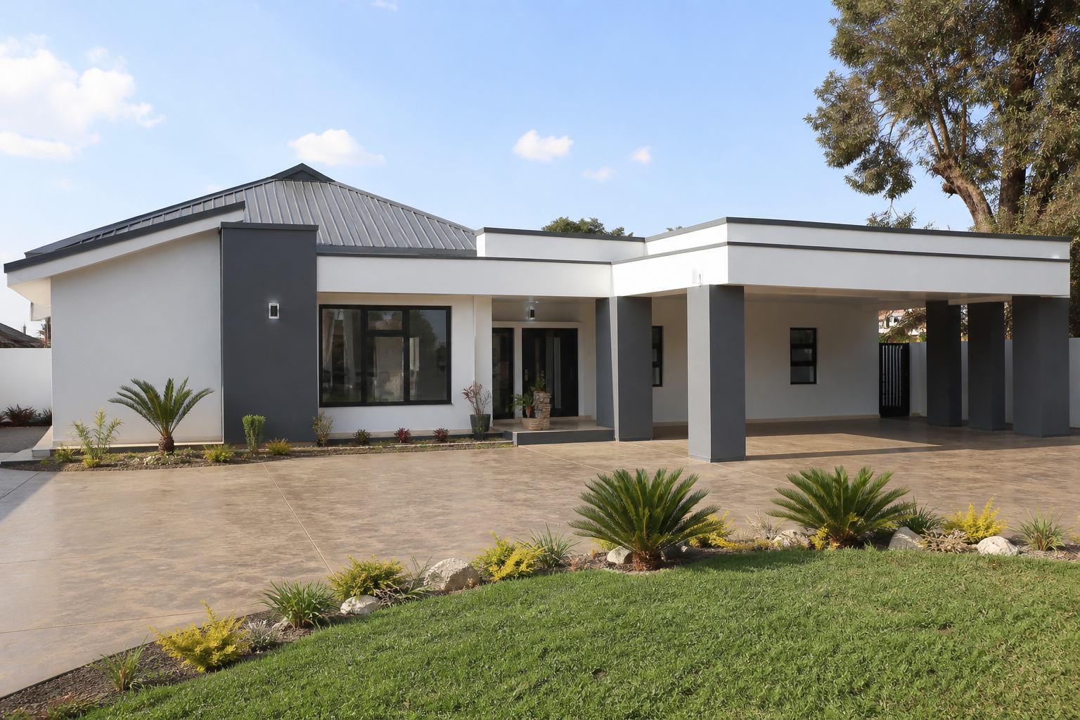 Modern residential house construction in Zimbabwe