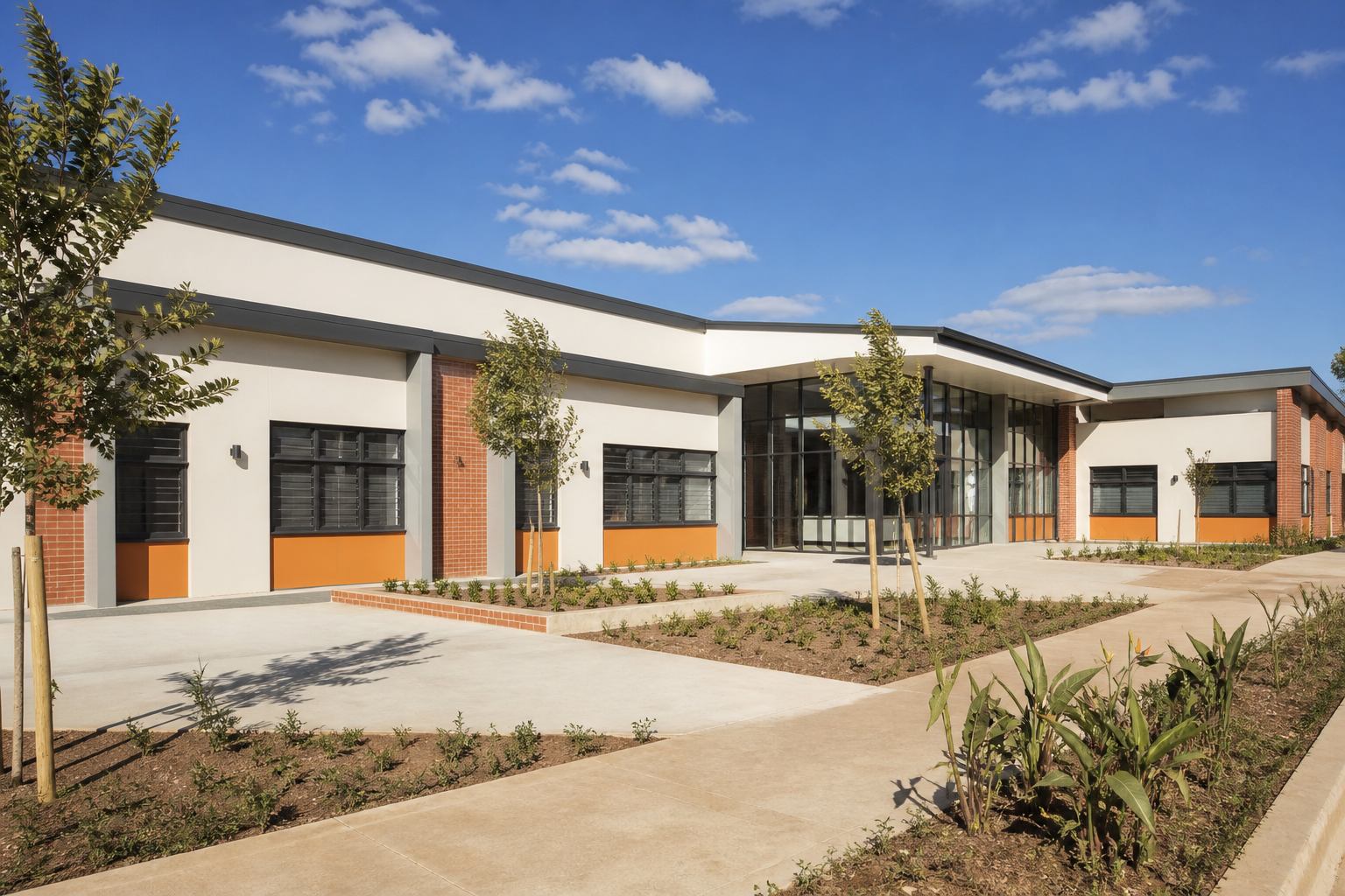 Modern school campus construction in Zimbabwe